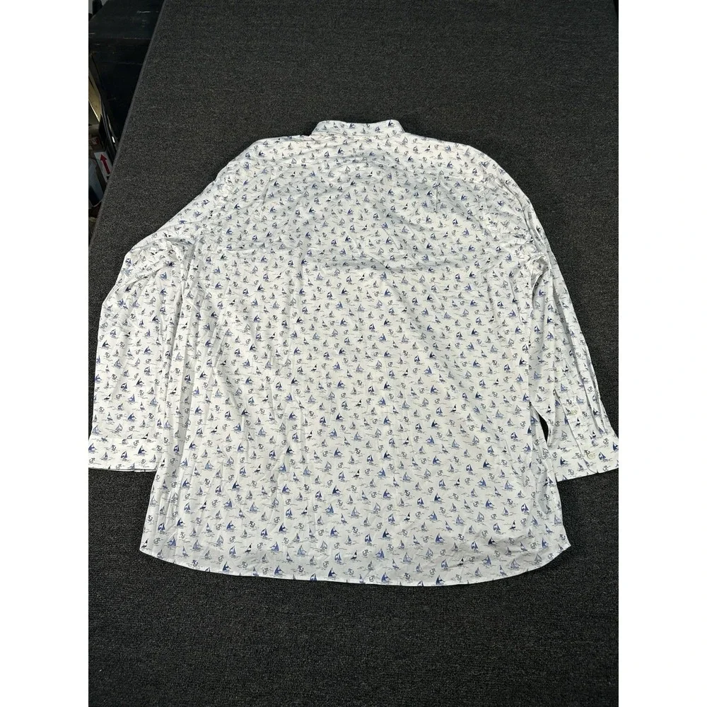 New Polo Ralph Lauren Shirt 3XLT White‎ Sailboat Print Nautical Preppy Stretch